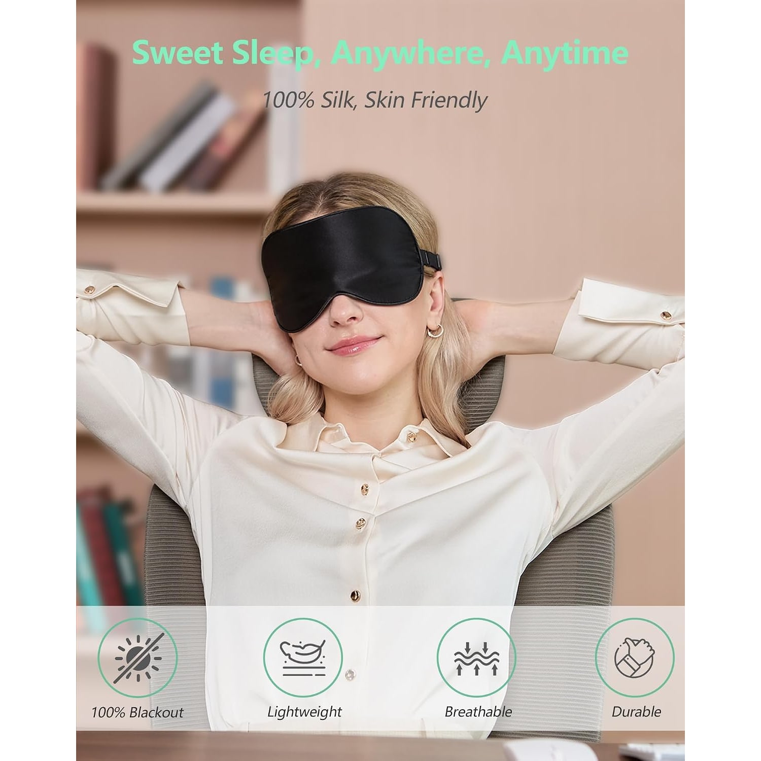 Mulberry Silk Sleep Mask 2 Pack (Black & Pink): image 6