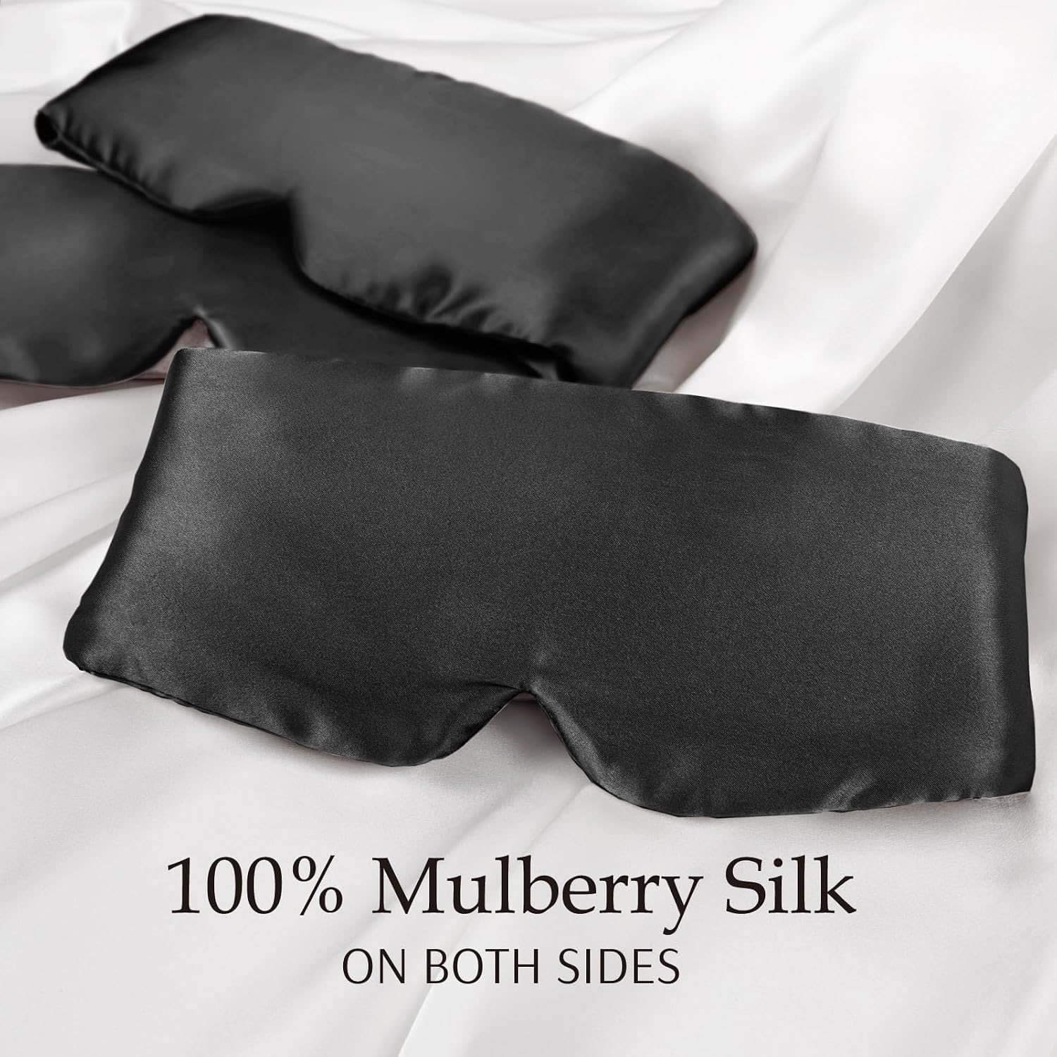 Wide Band Mulberry Silk Sleep Mask, Black: image 2