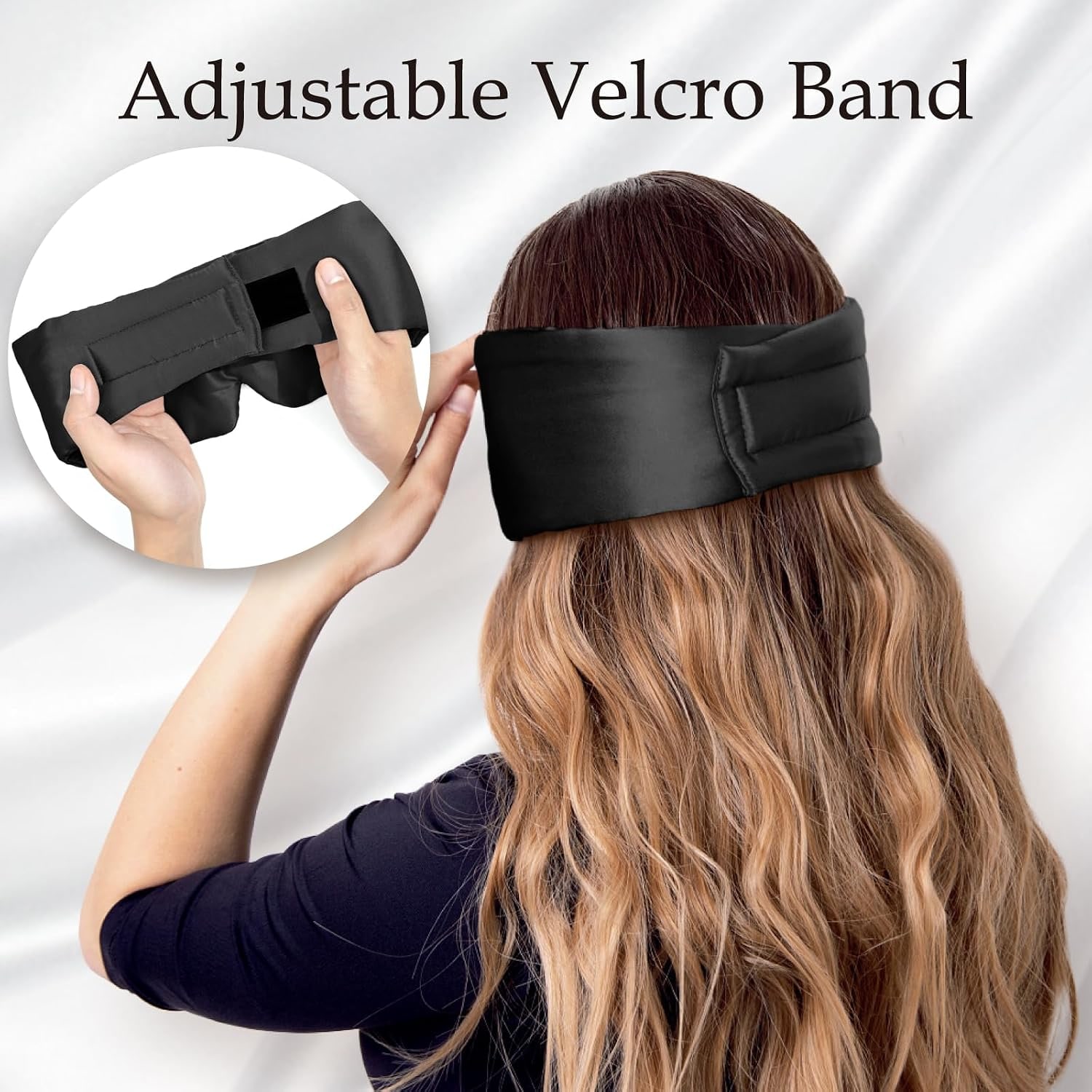 Wide Band Mulberry Silk Sleep Mask, Black: image 3