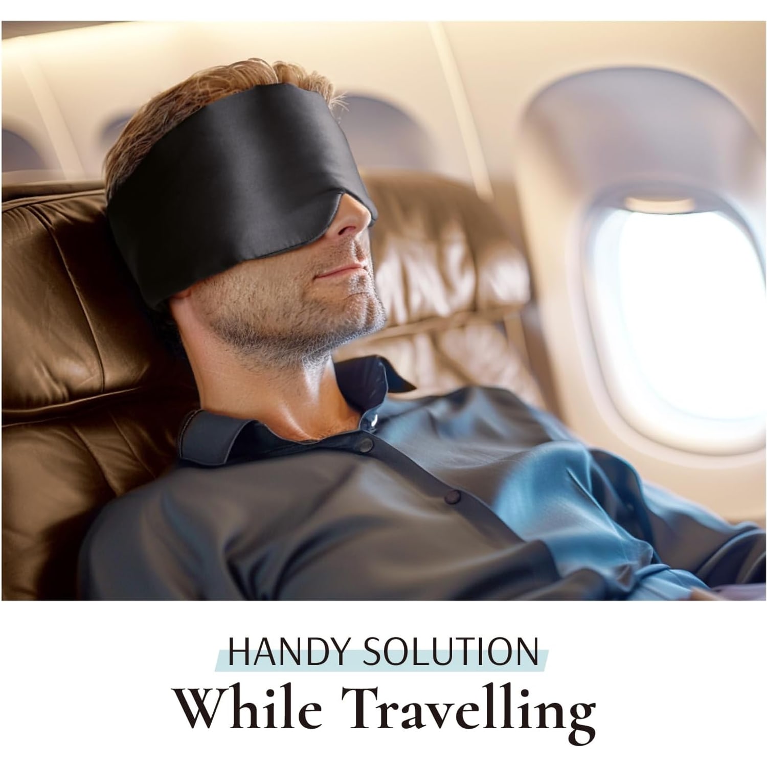 Wide Band Mulberry Silk Sleep Mask, Black: image 5