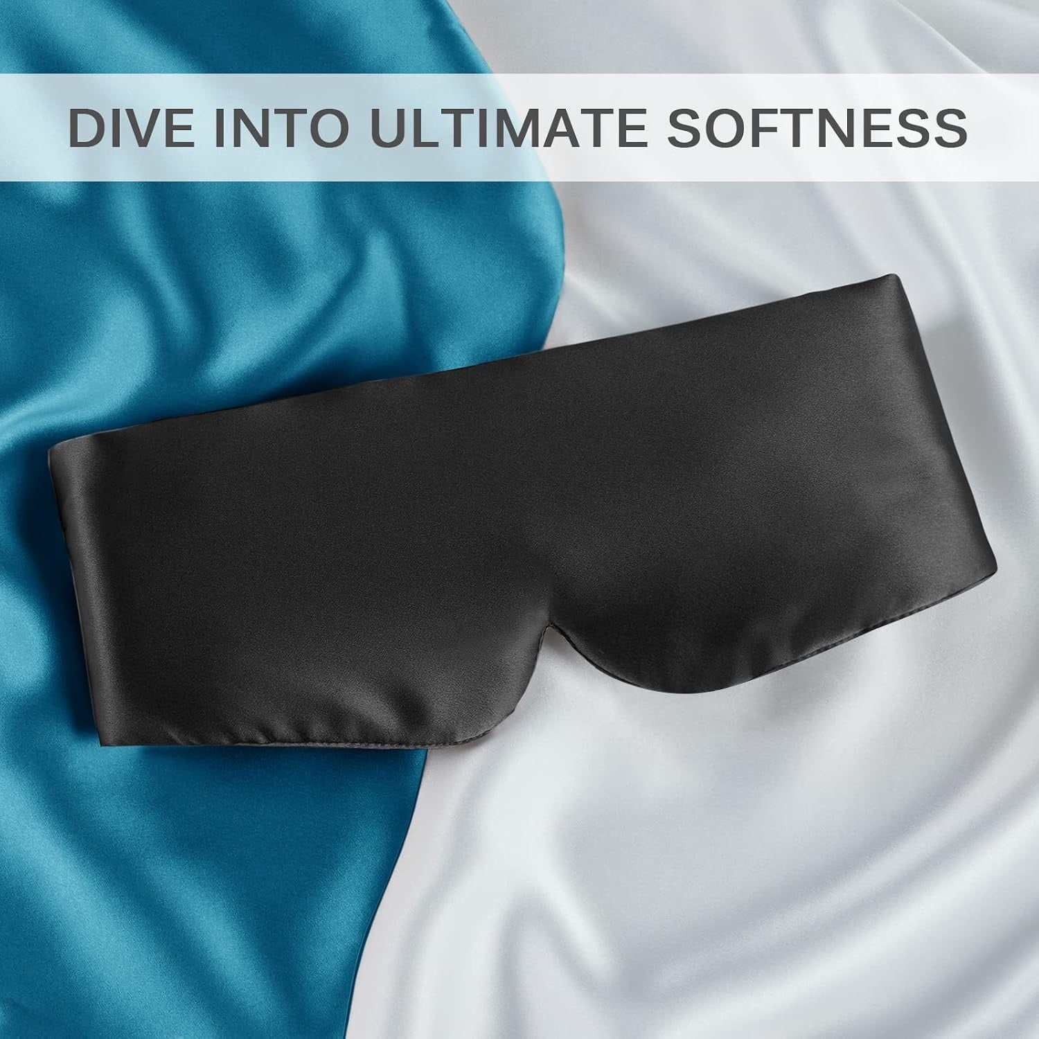 Wide Band Mulberry Silk Sleep Mask, Black: image 6