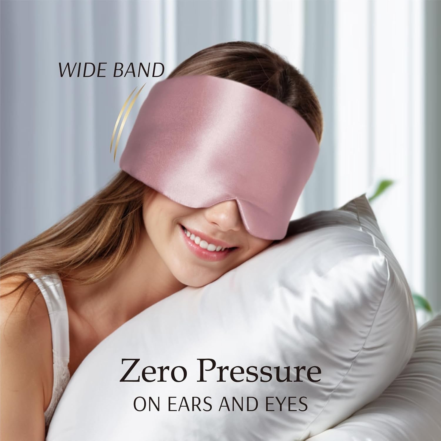 Wide Band Mulberry Silk Sleep Mask in Light Plum: image 4