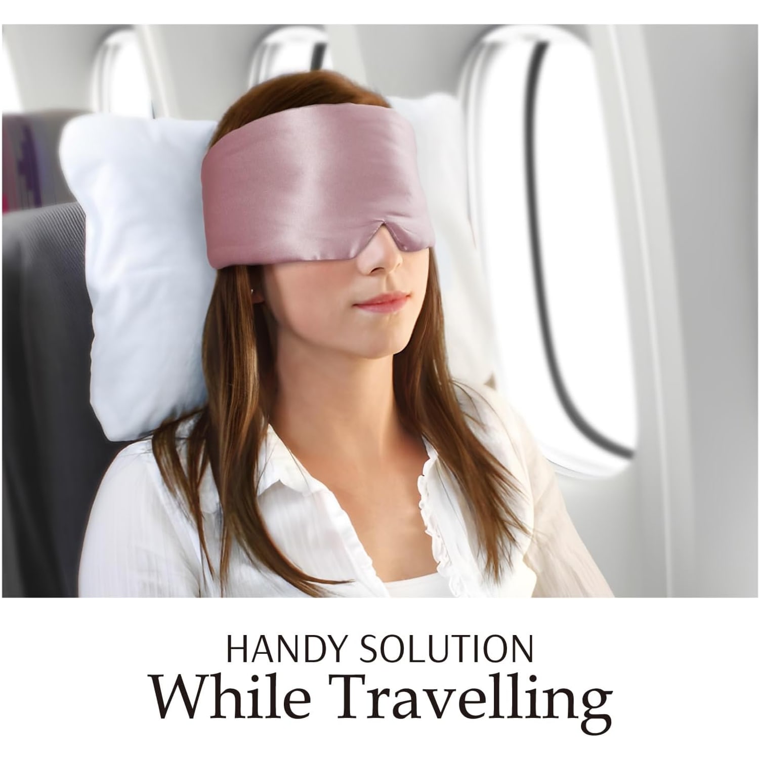 Wide Band Mulberry Silk Sleep Mask in Light Plum: image 5